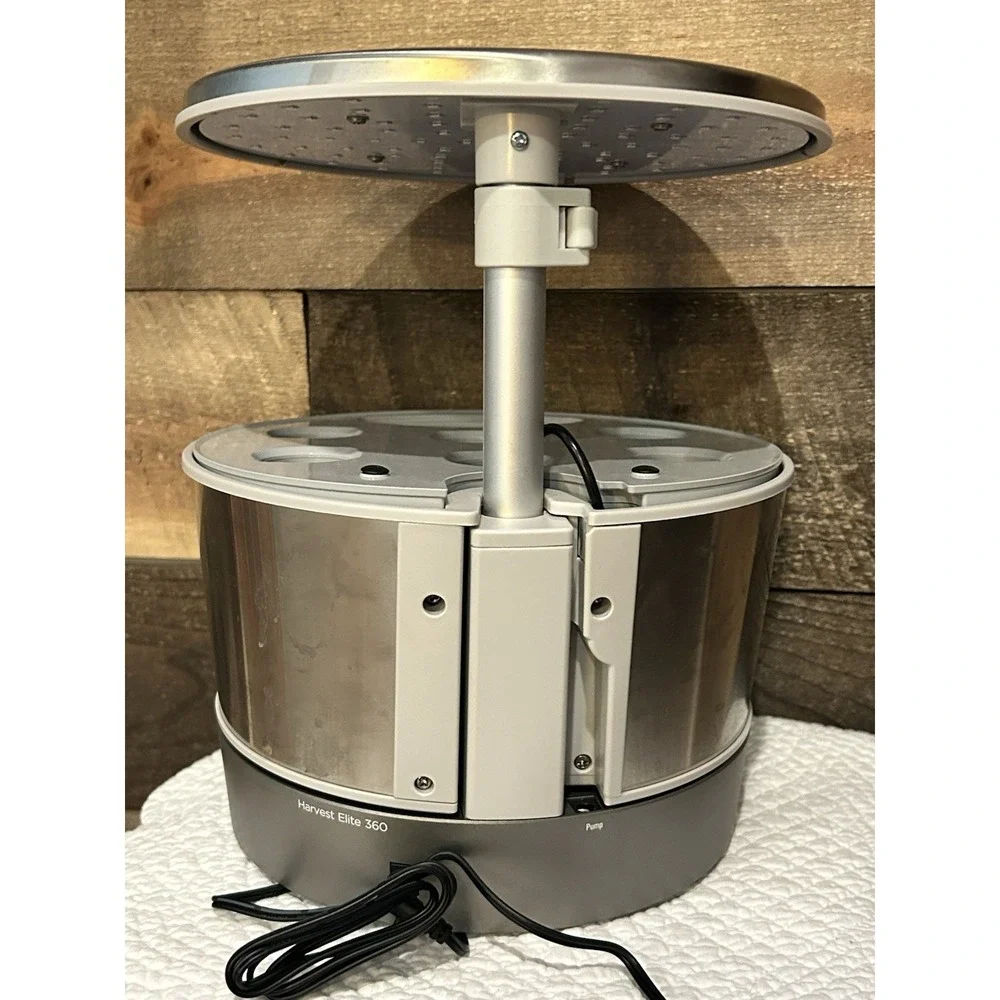 AeroGarden Harvest Elite 360 Garden, Stainless Steel 100693-BSS EUC Works